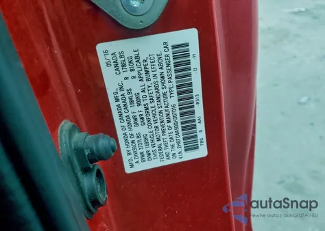 2016 Honda Civic Lx from USA, damaged, VIN 2HGFC4A50GH307016